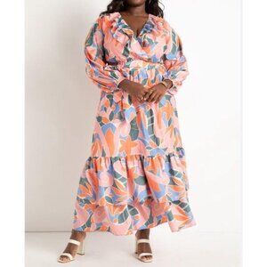 Eloquii Maxi‎ Dress Tropical Vacation Cruise Beach Pool Colorful Size 16 Floral